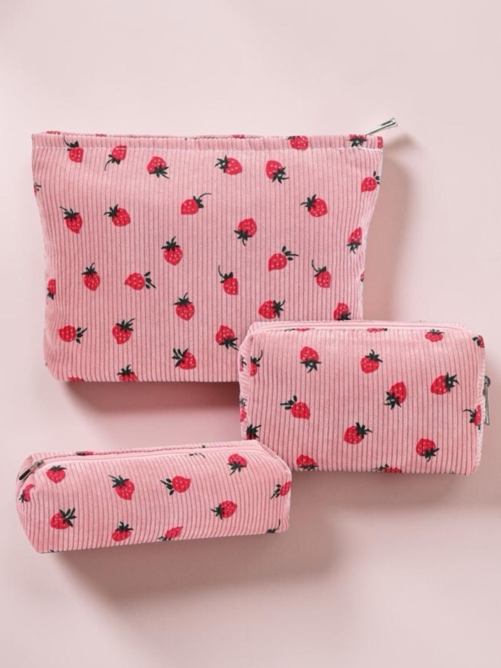 NEW 3 Strawberry make up bag case toiletry case pouch set of three - Picture 6 of 6